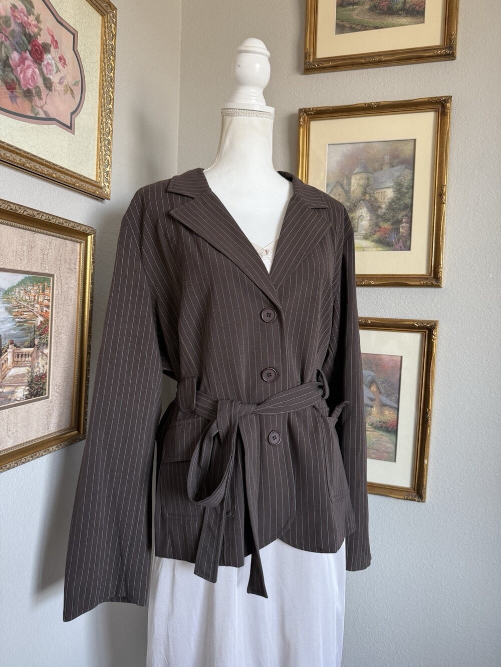 Courtenay blazer brown copper Pinstriped Size 22W Women’s office siren secretary